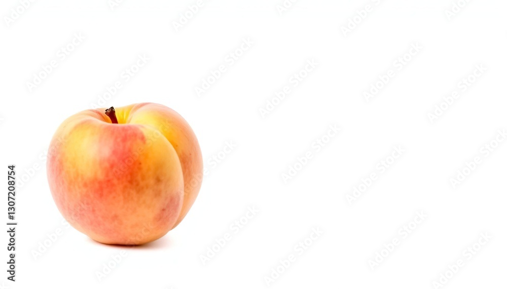 Single ripe peach isolated on white background, white background, graphic Single ripe peach isolated on white background, white background, graphic