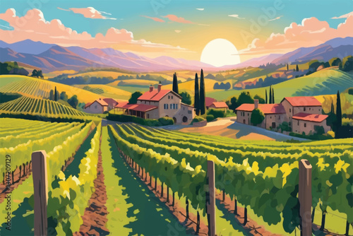 valley vineyard, with its meticulously aligned grapevines, flourishing fruits, and harmonious bond between agriculture and viticulture, is a breathtaking testament to both its beauty and productivity