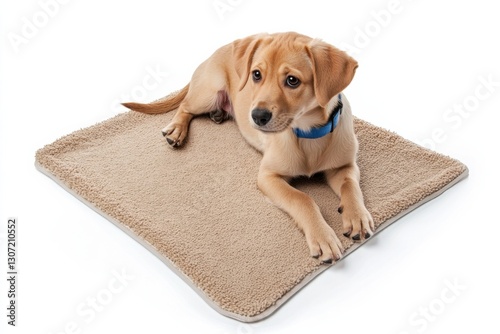 Quality training pads for pets showcased with a dog on a clean white background