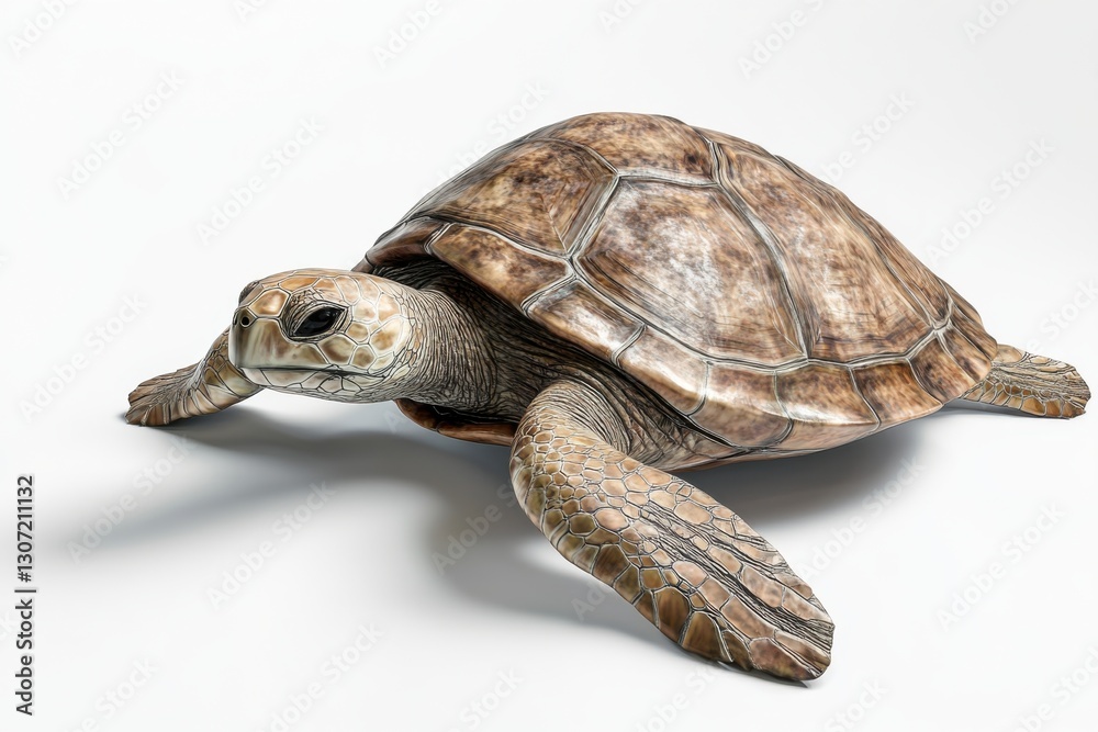 Naklejka premium Professional stock photo of a realistic turtle on a clean white background highlighting details and texture