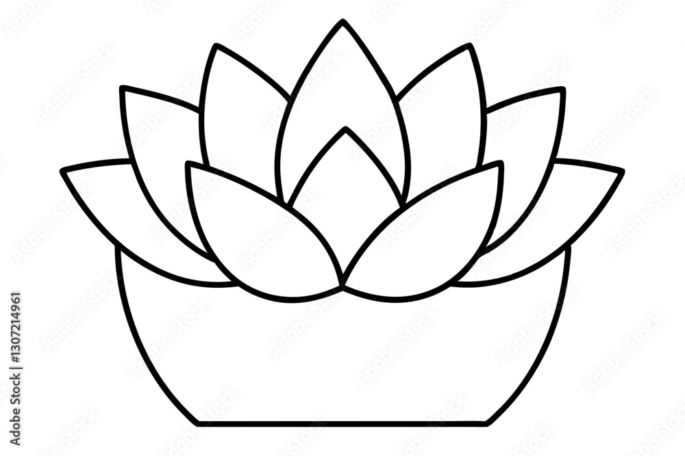 Fototapeta premium Succulent Plant Line Art – Minimal Vector Illustration for Modern Decor & Design