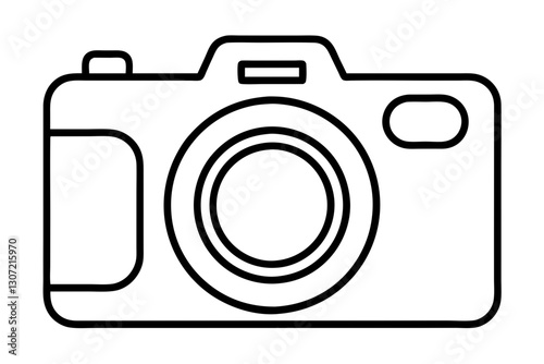 Camera Line Art Vector Icon for Photography and Media Design

