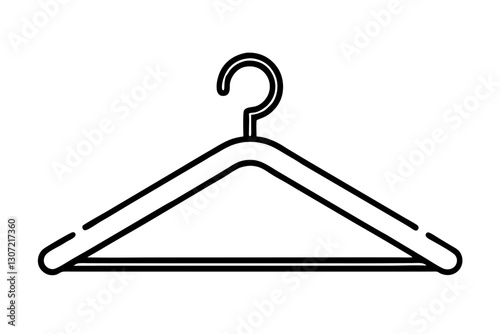 Wooden Hanger Icon in Simple Line Style for Fashion and Closet Organization

