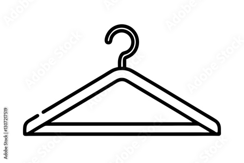Wooden Hanger Icon in Simple Line Style for Fashion and Closet Organization

