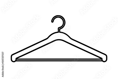 Wooden Hanger Icon in Simple Line Style for Fashion and Closet Organization

