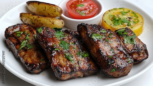Grilled Pork Chops with Potatoes & Summer Vegetables