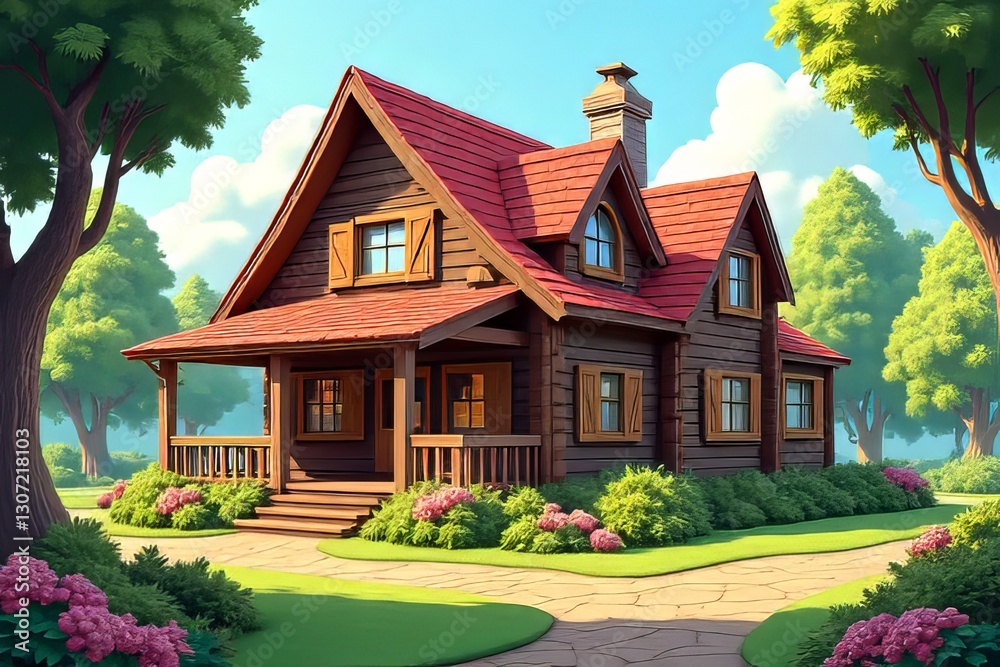 custom made wallpaper toronto digitalCharming Countryside Log Cabin Home with Lush Landscaping