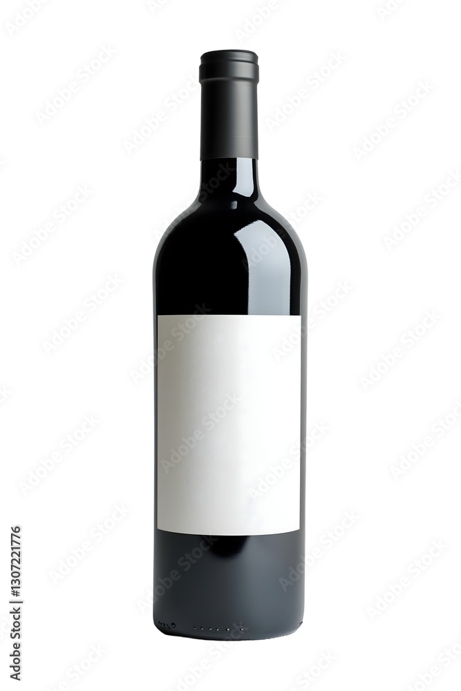 Wine bottle with blank white label on transparent background Wine bottle with blank white label on transparent background