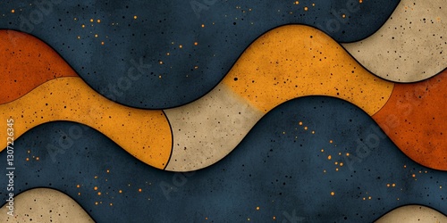 Wallpaper Mural Abstract Wave Pattern Design in Earthy Tones Beige Orange and Blue Background Texture Torontodigital.ca