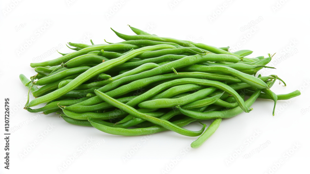 Pile of Fresh Green Beans on White Background Pile of Fresh Green Beans on White Background