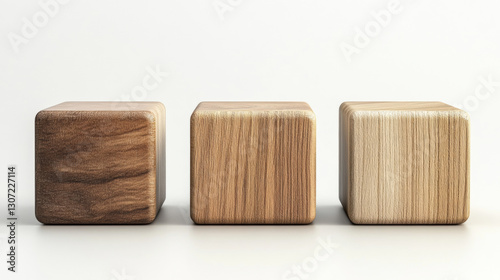 3d three kids toy wooden cubes on a white background.3d illustration. photo