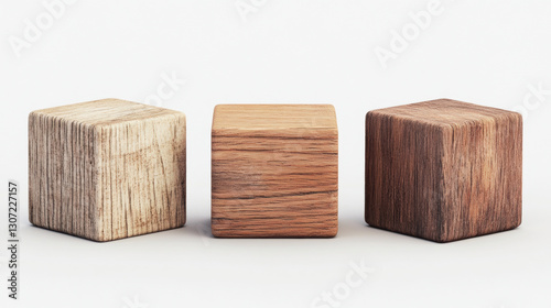 3d three kids toy wooden cubes on a white background.3d illustration. photo