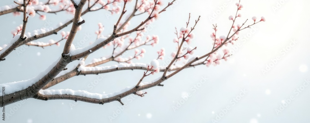 Delicate branches intertwined on a snowy white background, botanical, tree Delicate branches intertwined on a snowy white background, botanical, tree