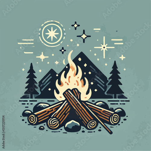 vector illustration of a campfire