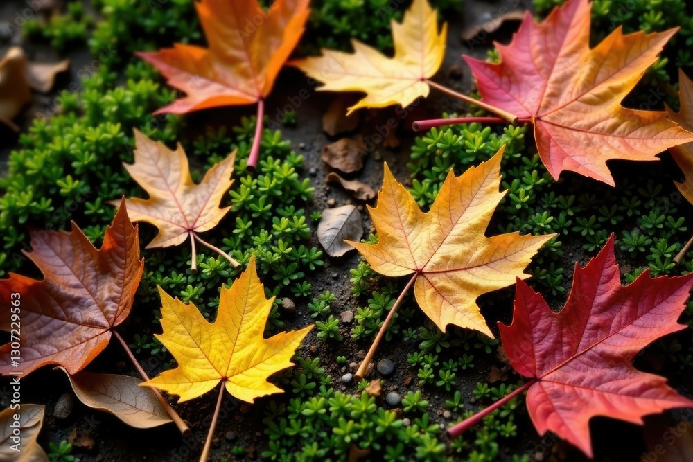 Dried and crumbling leaf fragments in the underbrush, weed, autumn, forest floor Dried and crumbling leaf fragments in the underbrush, weed, autumn, forest floor
