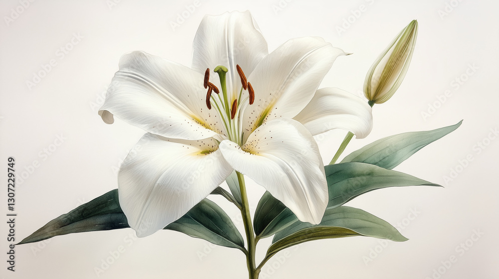 A Pristine White Lily In Full Bloom, Symbolizing Purity And Grace, Captured With Soft Lighting Against A Clean White Backdrop Isolated on Transparent Background A Pristine White Lily In Full Bloom, Symbolizing Purity And Grace, Captured With Soft Lighting Against A Clean White Backdrop Isolated on Transparent Background