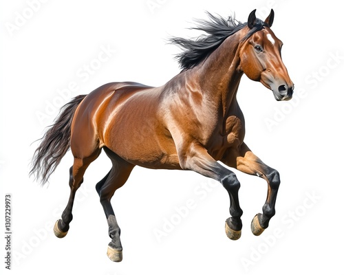brown running horse isolated on white background