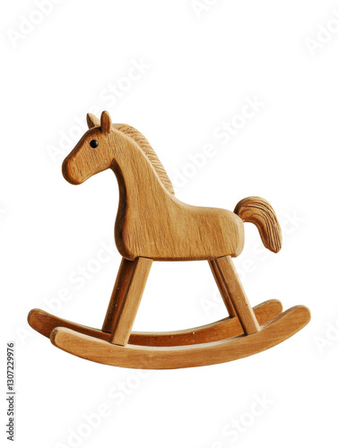Wooden rocking horse, white isolate background