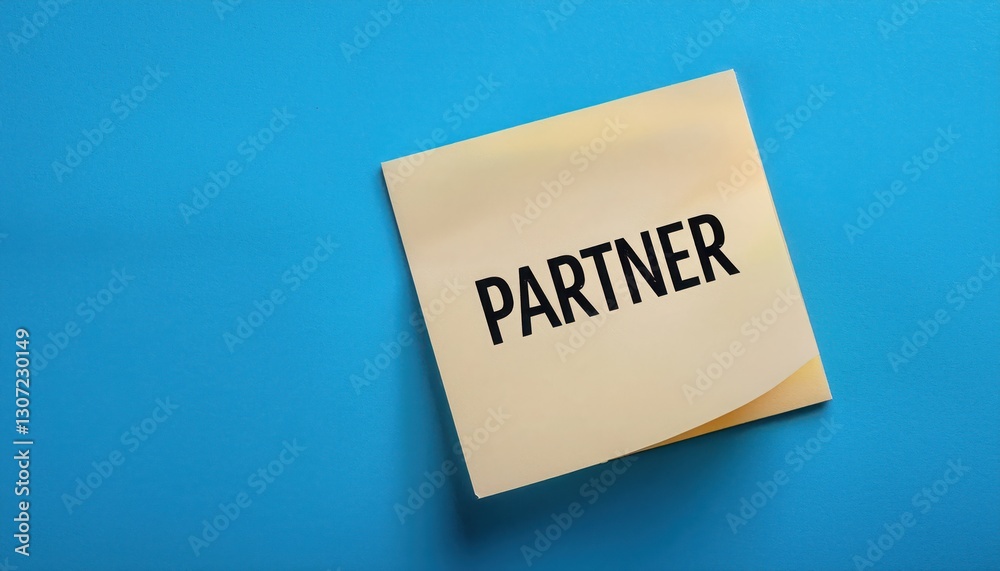 A sticky note featuring the word 'PARTNER' on a vibrant blue background. A sticky note featuring the word 'PARTNER' on a vibrant blue background.