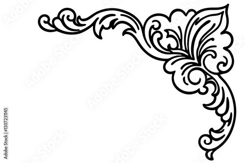 Luxury Baroque Corner Ornament Vector – Elegant Decorative Element

