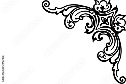 Luxury Baroque Corner Ornament Vector – Elegant Decorative Element

