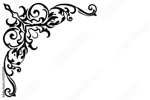 Luxury Baroque Corner Ornament Vector – Elegant Decorative Element

