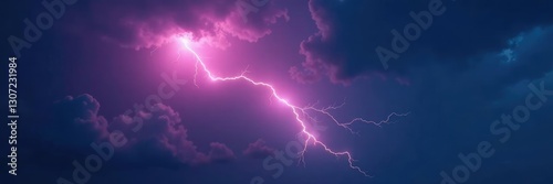 Lightning flashing across the dark stormy skies with clouds in the background, acrossdarkskies, foggy, electrified photo
