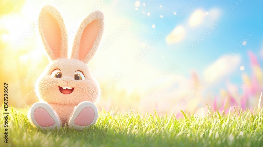 Obraz premium Cute Bunny On Green Field