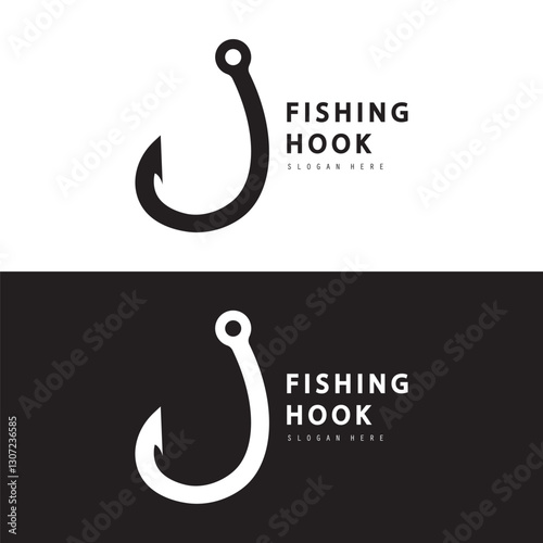 Fishing hook logo Vector sign
