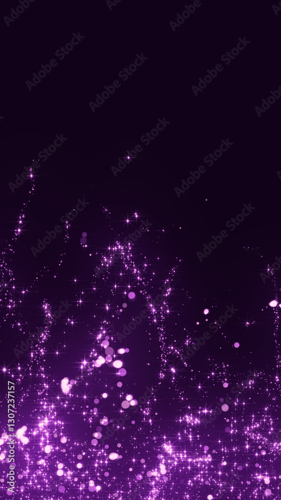 Fototapeta premium abstract purple dust glowing and shiny stars and bokeh lights vertical background,christmas and cosmetics and valentines design element