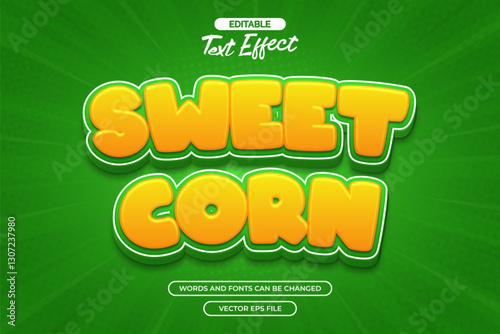 Sweet corn editable text effect with green comic background