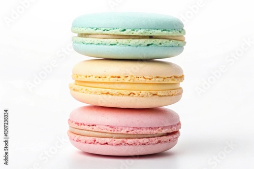 colorful macaroons on white background