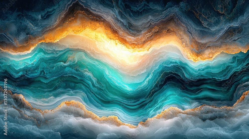 Obraz premium Abstract Wavy Layers, Colorful Cave