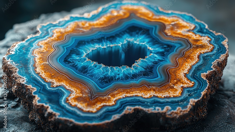 Fototapeta premium Close-up Agate Slice, Dark Background