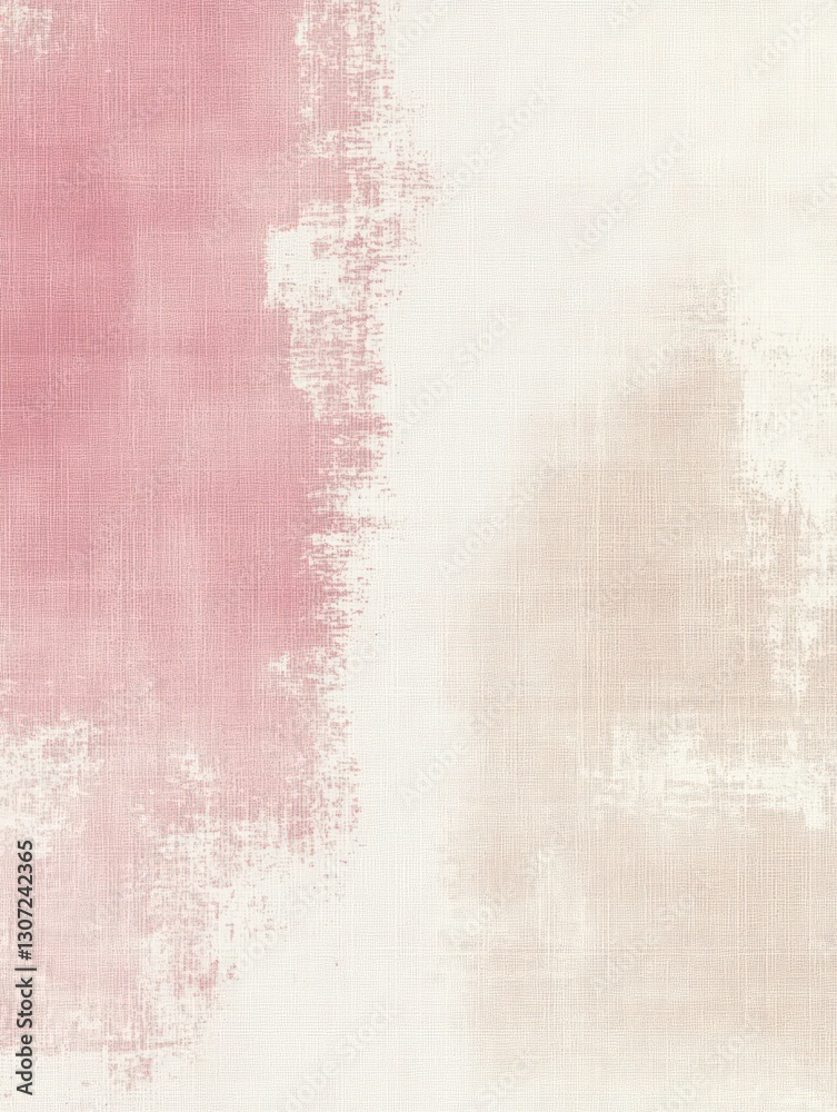 Fototapeta premium Abstract canvas texture with pink and beige color blocking blending together creating a delicate and modern artistic composition. The image evokes a sense of understated elegance