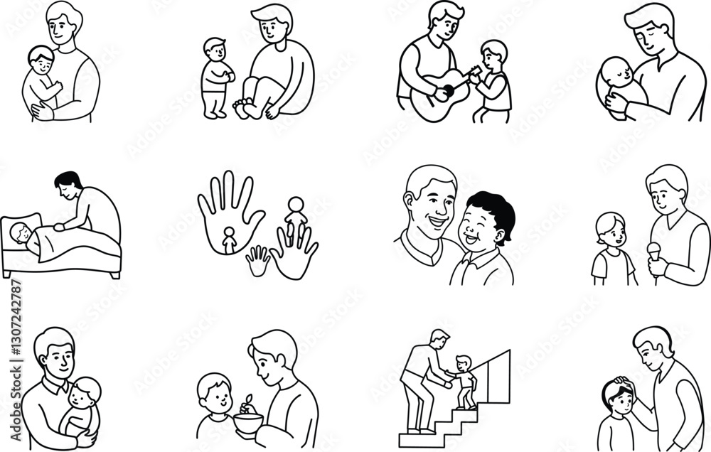 Fototapeta premium Fathers and Sons Bonding, Love, Care, Growth, Support, Play, Nurturing, Guidance, Protection, Family