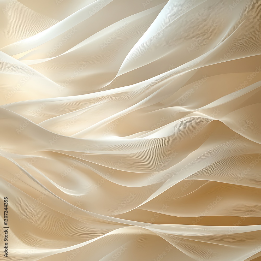 Obraz premium Elegant Draped Fabric, Soft Light, Beige Texture