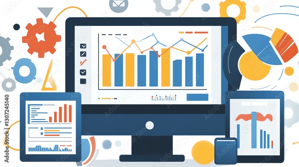 Fototapeta premium Modern data analysis with graphs and charts.