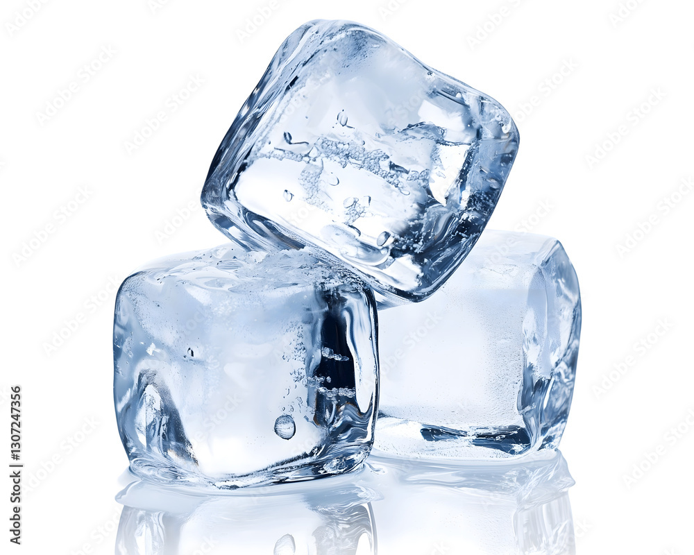 Obraz premium Clear Ice Cubes on Transparent Background
