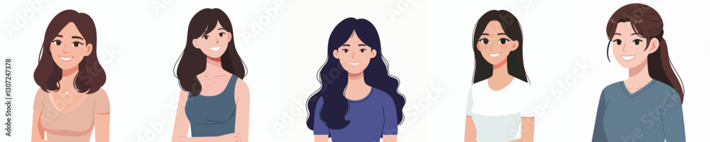 Vector collection of beautiful smiling women Vector collection of beautiful smiling women