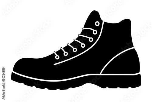 Hiking Boots Silhouette Vector Illustration for Outdoor Themes

