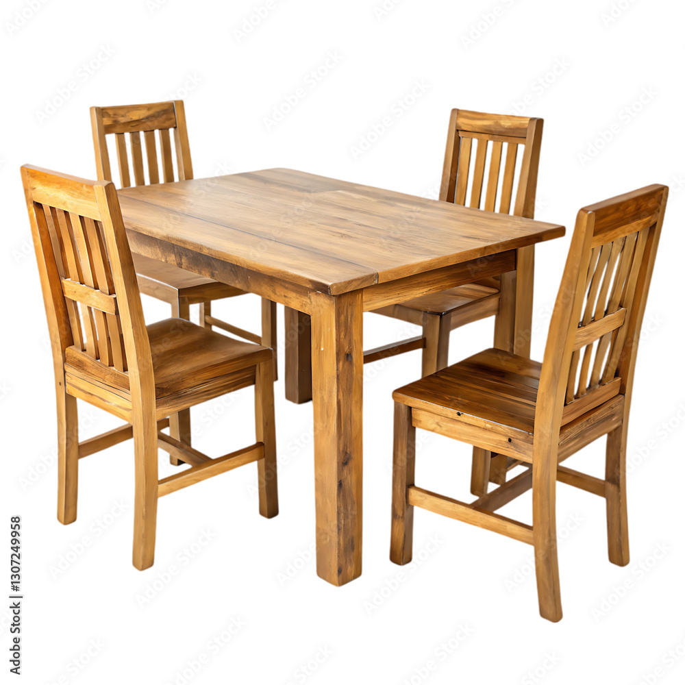 Fototapeta premium Solid Wood Dining Set: 4 Chairs Table