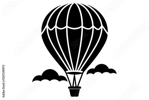 Hot Air Balloon Silhouette – Vector Travel and Adventure Icon

