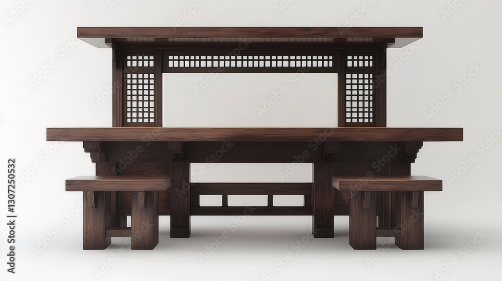 Asian wood bar counter design, studio shot Asian wood bar counter design, studio shot