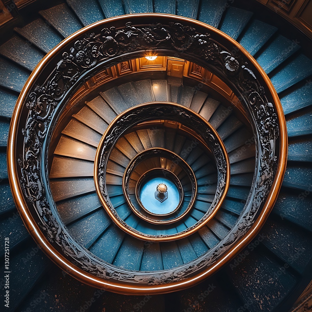 Fototapeta premium Intricate Spiral Staircase Design in Grand Building