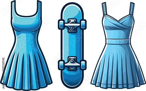 Colofull skater dress fashion illustration