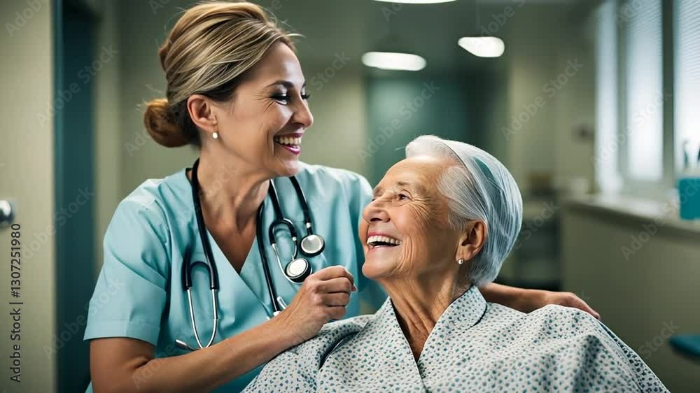 custom made wallpaper toronto digitalNurse combing a patient's hair.
