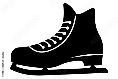 "Ice Skate Silhouette Vector Illustration for Winter Sports Design"

