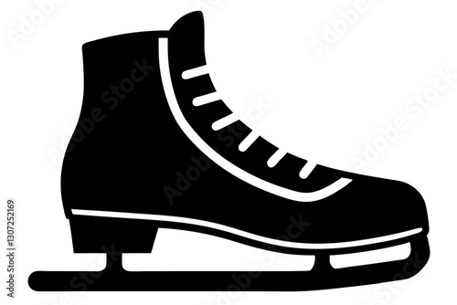 "Ice Skate Silhouette Vector Illustration for Winter Sports Design"

