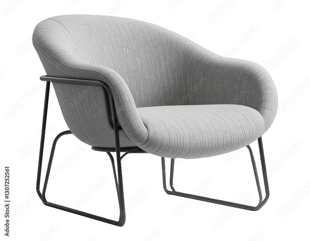 Modern Upholstered Lounge Chair with Sled Base Isolated on Transparent Background Modern Upholstered Lounge Chair with Sled Base Isolated on Transparent Background
